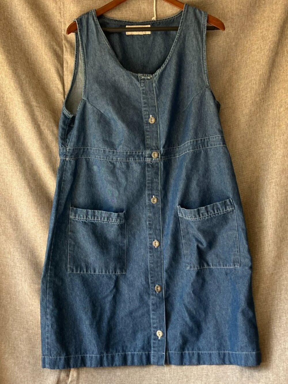 80's Expressions Plus Denim Jumper / Dress with Two Patch Pockets Size 14W
